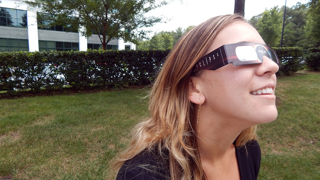 Make sure to wear protective glasses if you decide to look directly at the solar eclipse, Galen Grayson, MD, an ophthalmologist with Carolinas HealthCare System says, in order to protect your vision. 