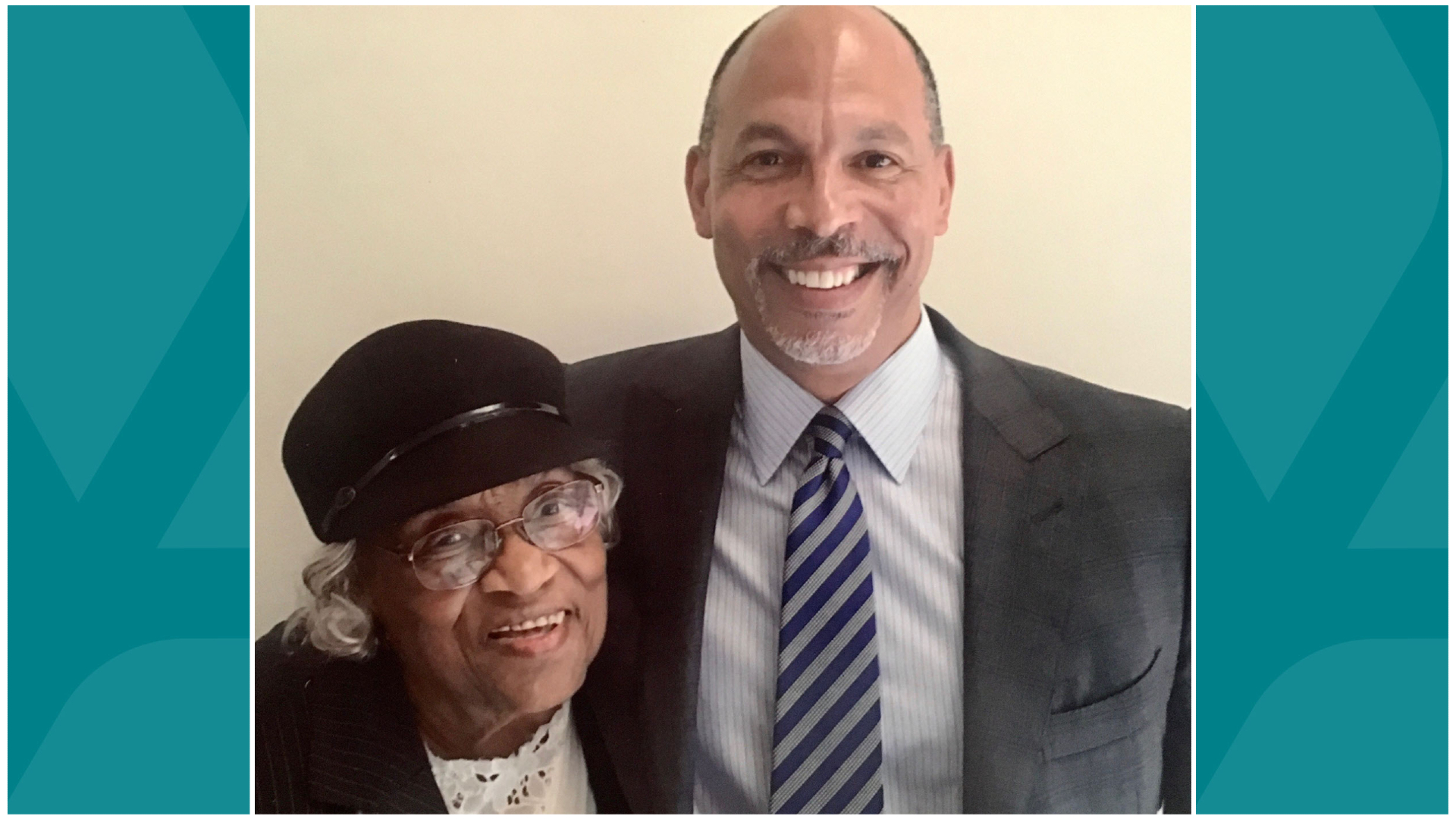 Atrium Health President and CEO Eugene A. Woods with Thereasea Clark Elder, one of the first Black public health nurses in the Queen City
