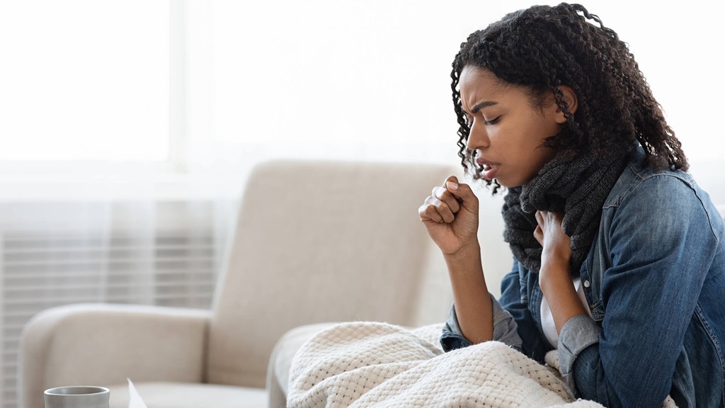 Woman coughing 