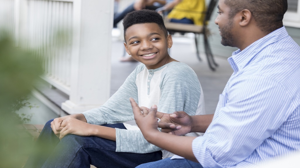 Parent talking to kids