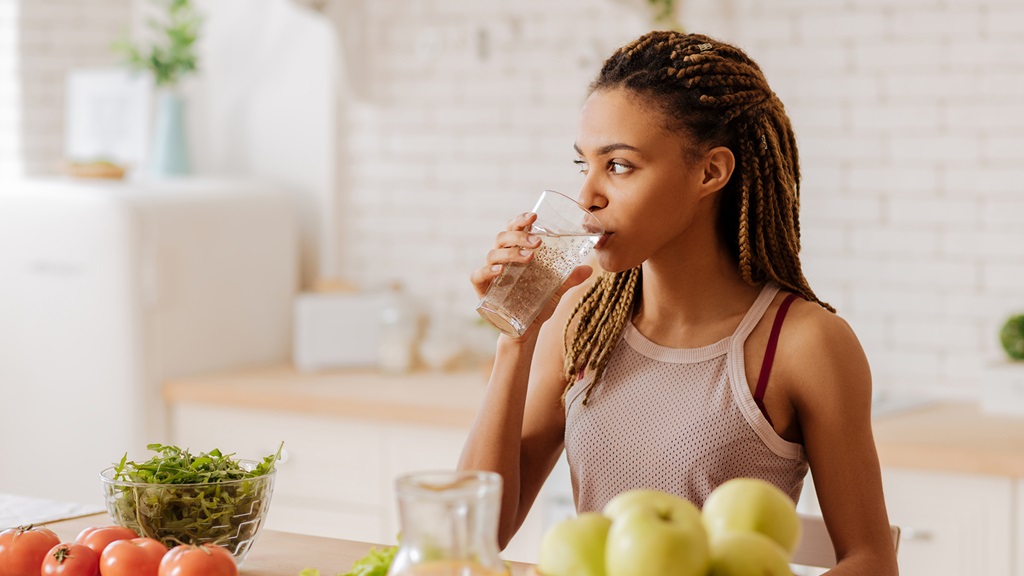 woman drinking water