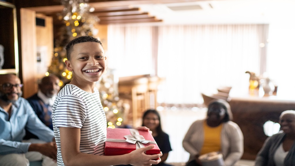 Child holding gift