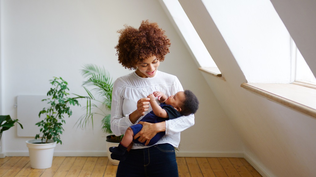 Lady holding a baby