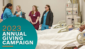 A picture of medical equipment with an overlay that reads 2023 Annual Giving Campaign.