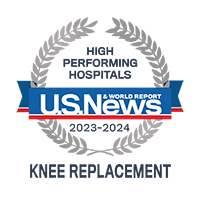 U.S. News and World Report. Ranked as a high performing hospital in knee replacement in 2023 to 2024.